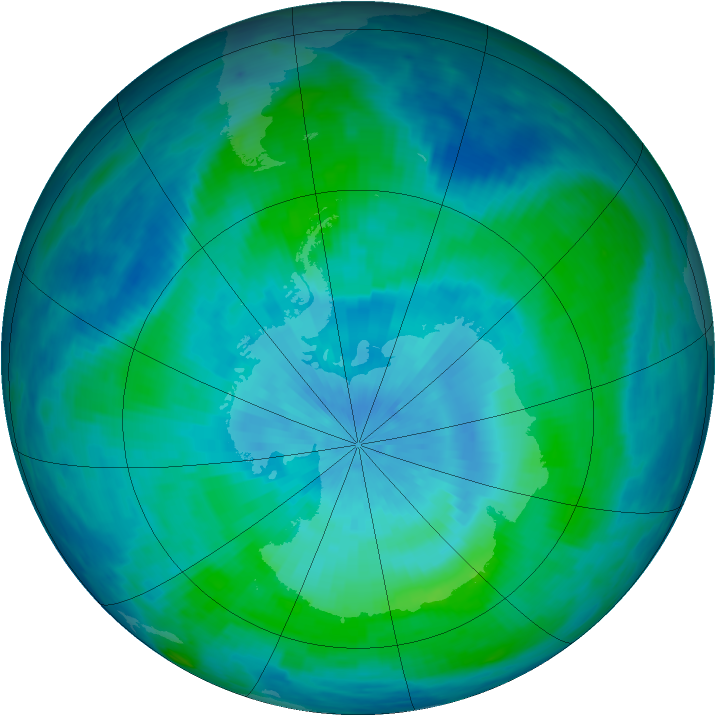 Antarctic ozone map for 02 March 1991
